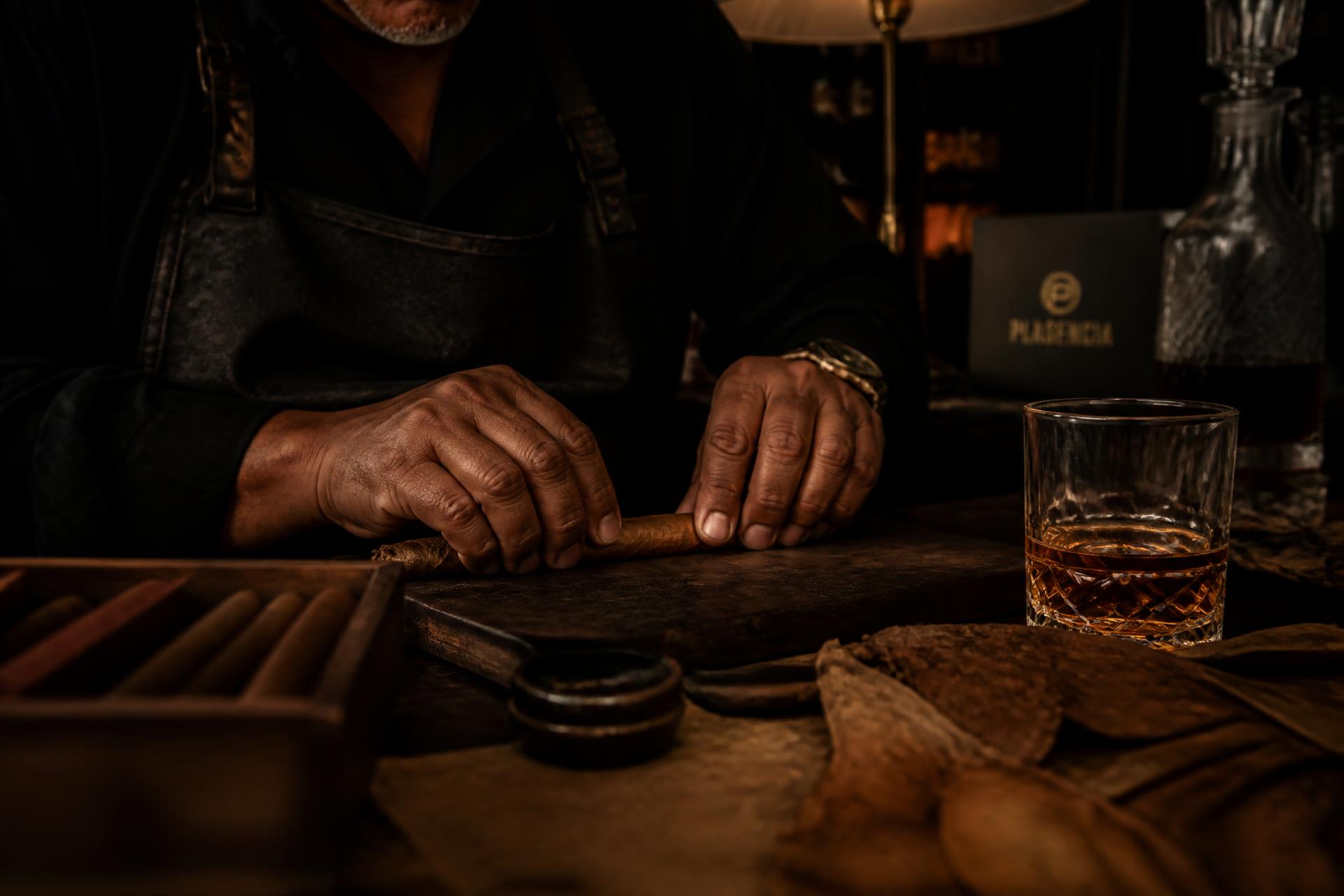 Professional SmooVe Cigar Brand cigar roller hand-rolling premium cigars at a luxury event in Colorado